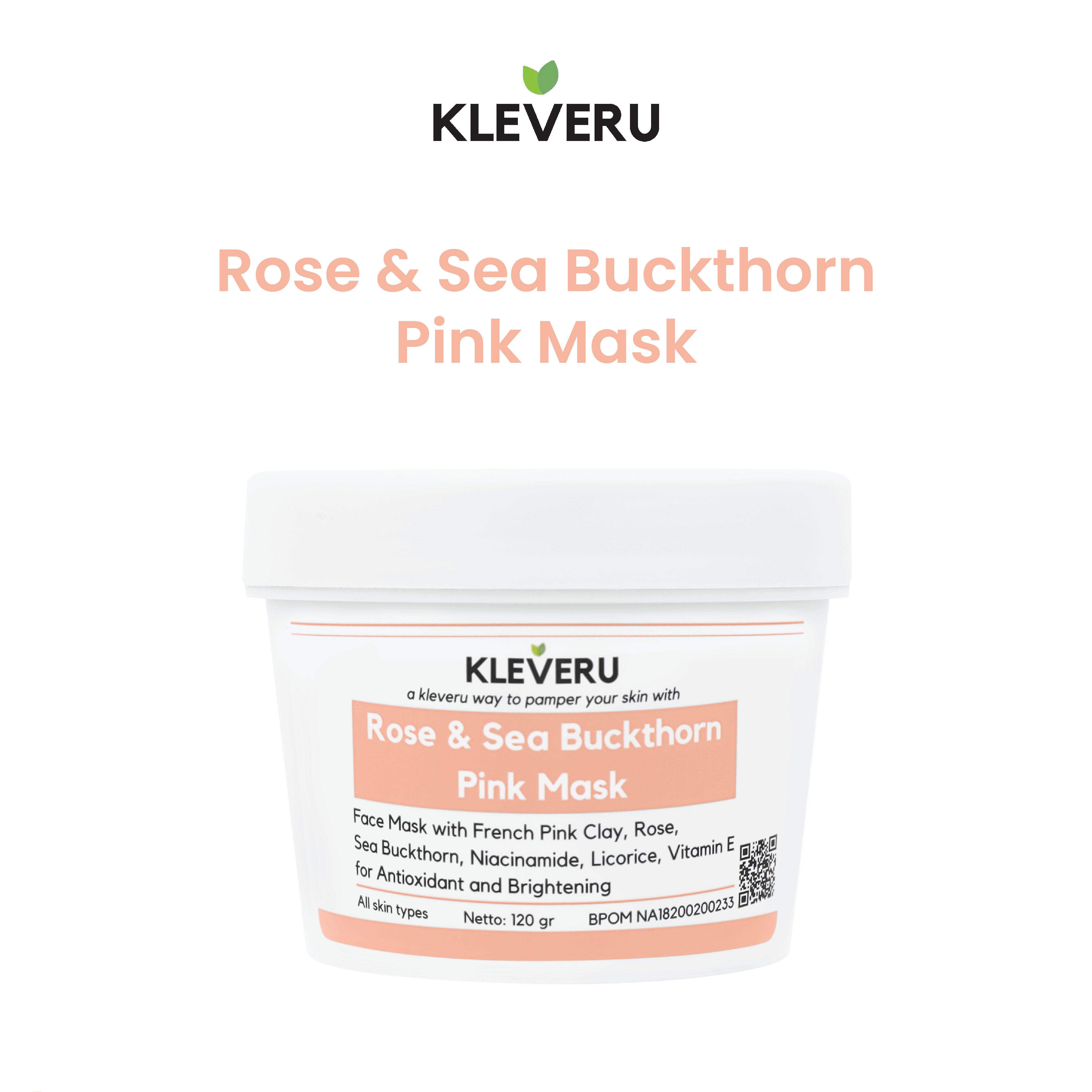 kleveru rose and sea buckthorn pink mask